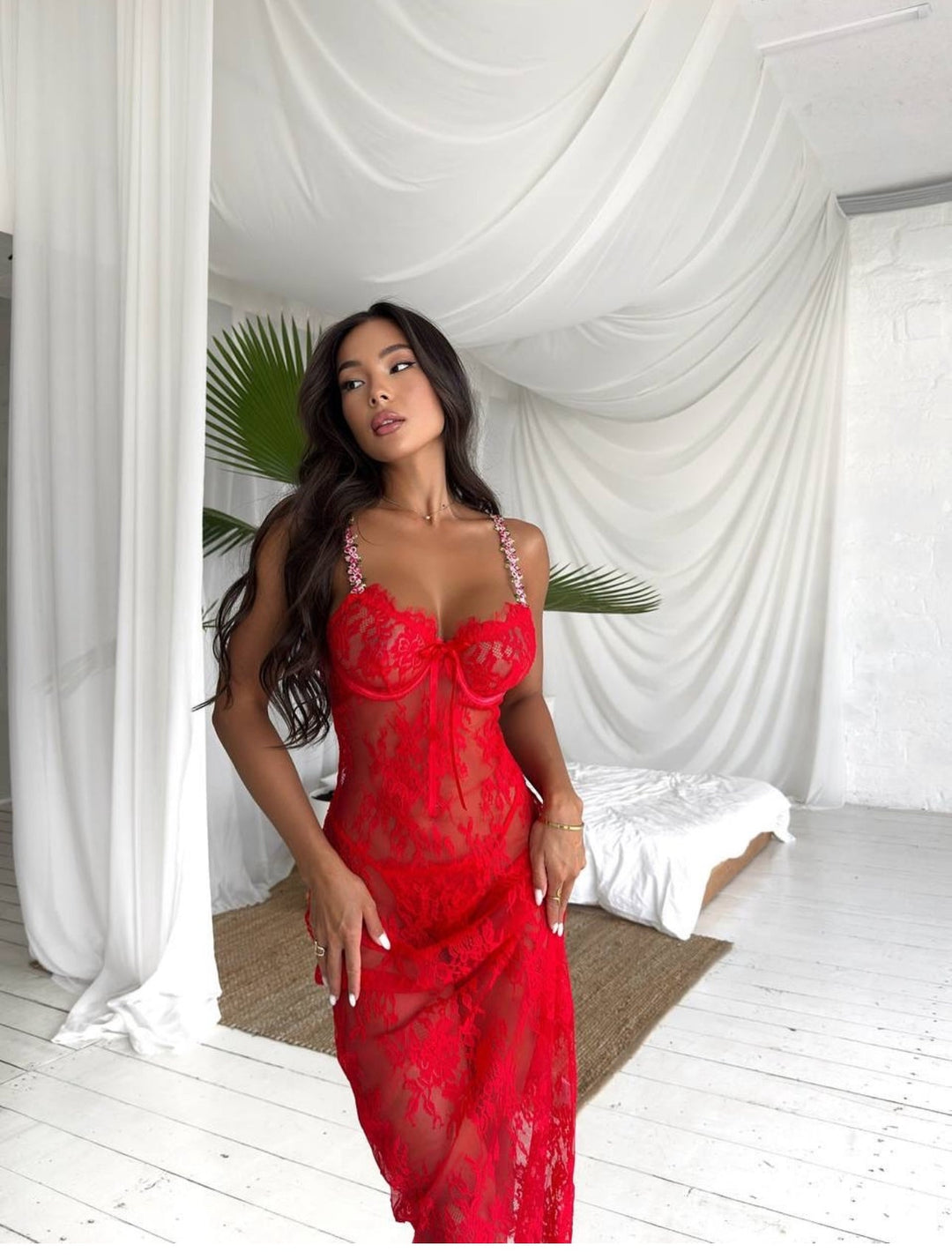 Midnight Petals Sheer Nightdress